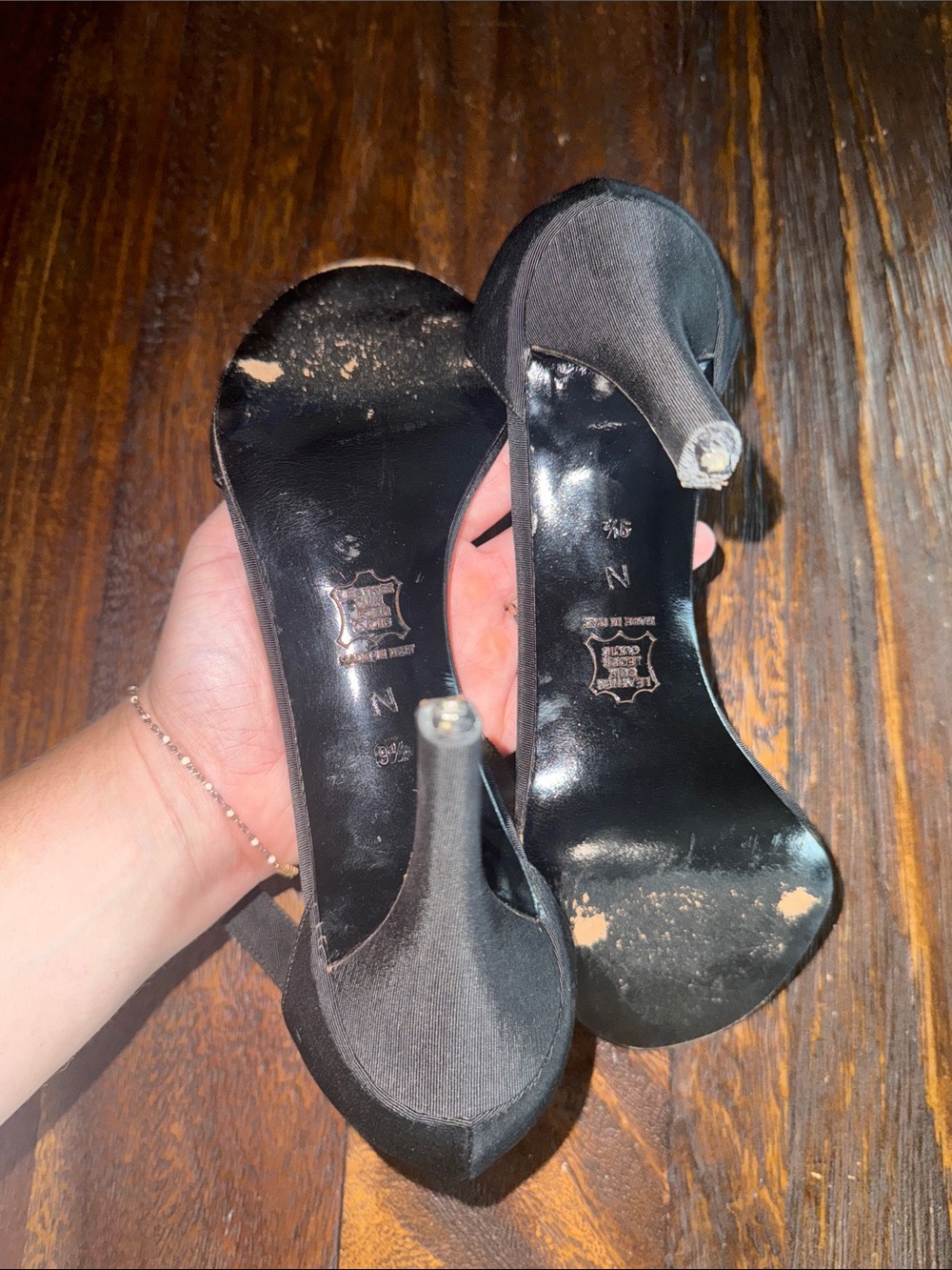 Yves Saint Laurent Black Satin Open-Strap Heels - Picture 4 of 4